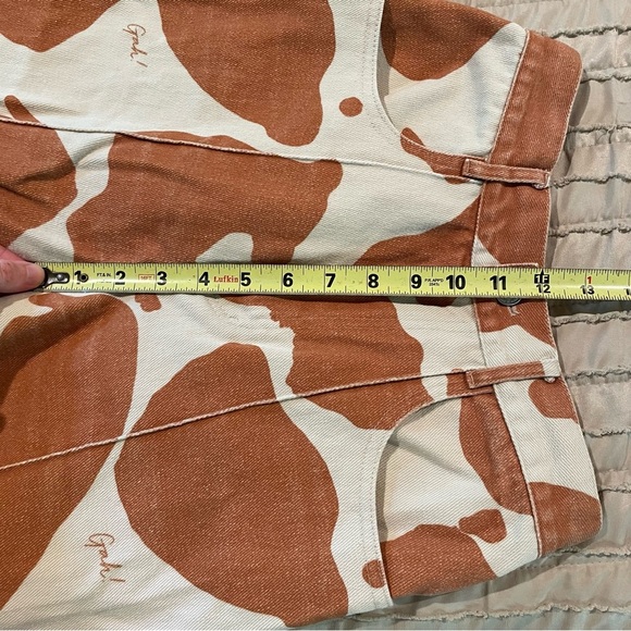 Lisa Says Gah Robyn Cow Print High Rise Straight Leg Jeans Brown Orange Tan 26 - Picture 9 of 10